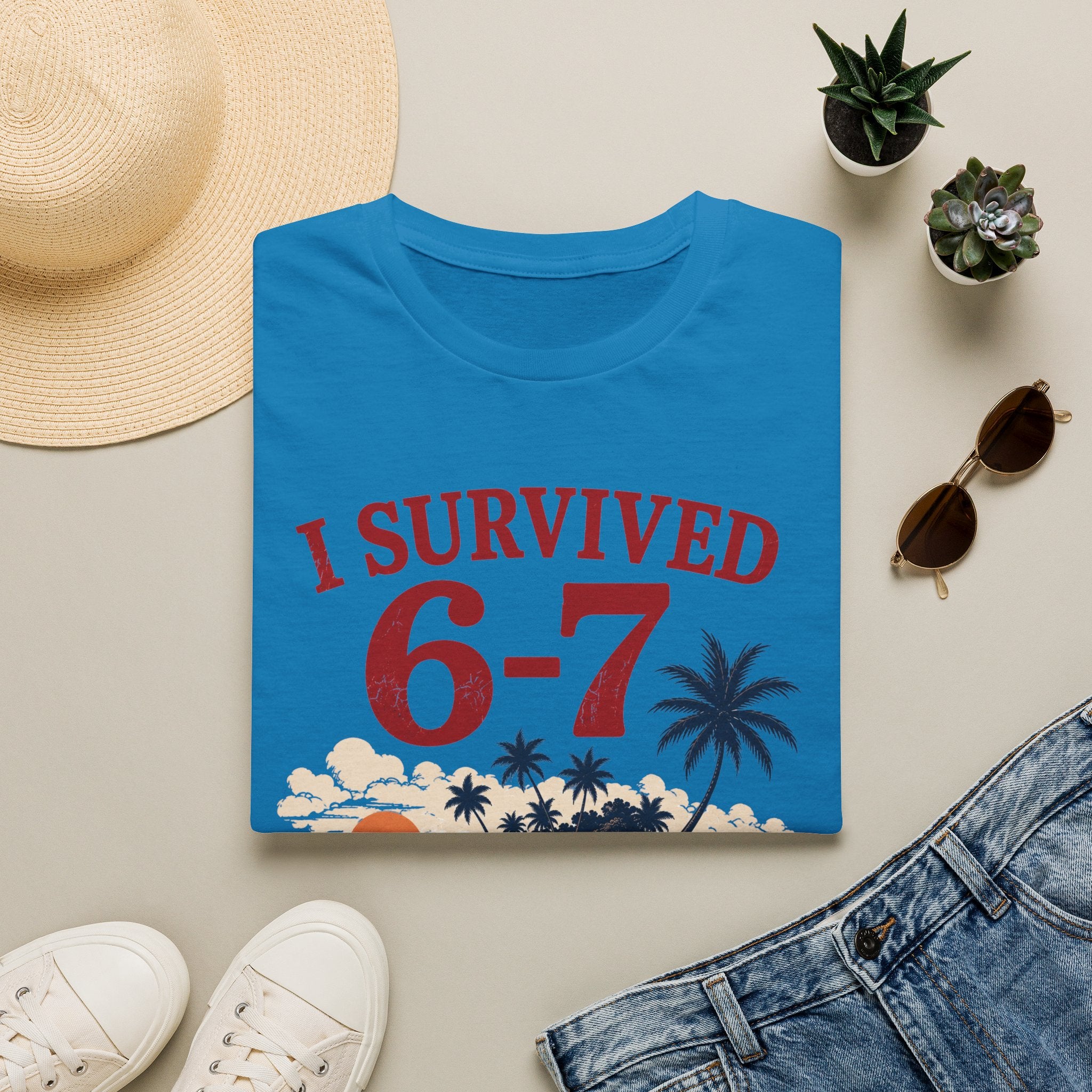 I Survived 6-7 T-Shirt — Retro Island Vacation Survivor Tee