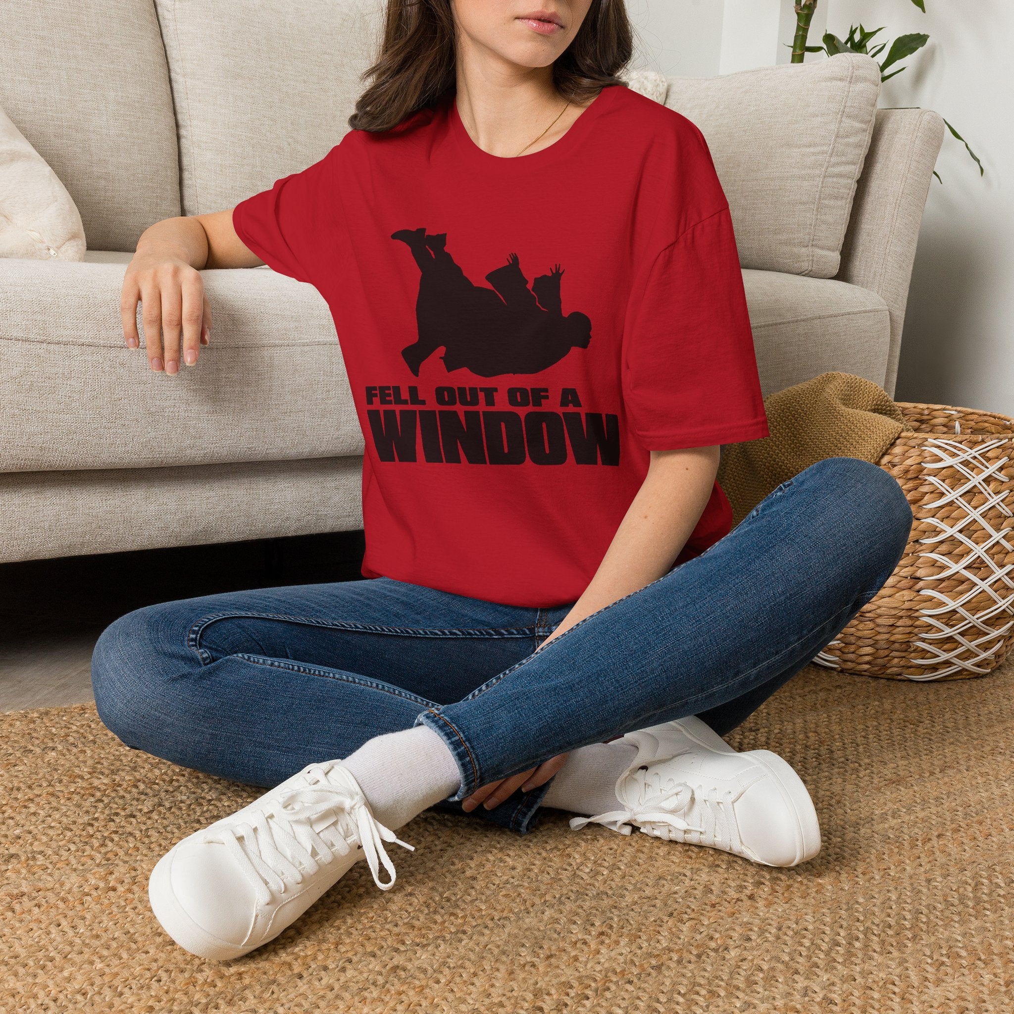 Fell Out of a Window T-Shirt — Funny Falling Silhouette Tee