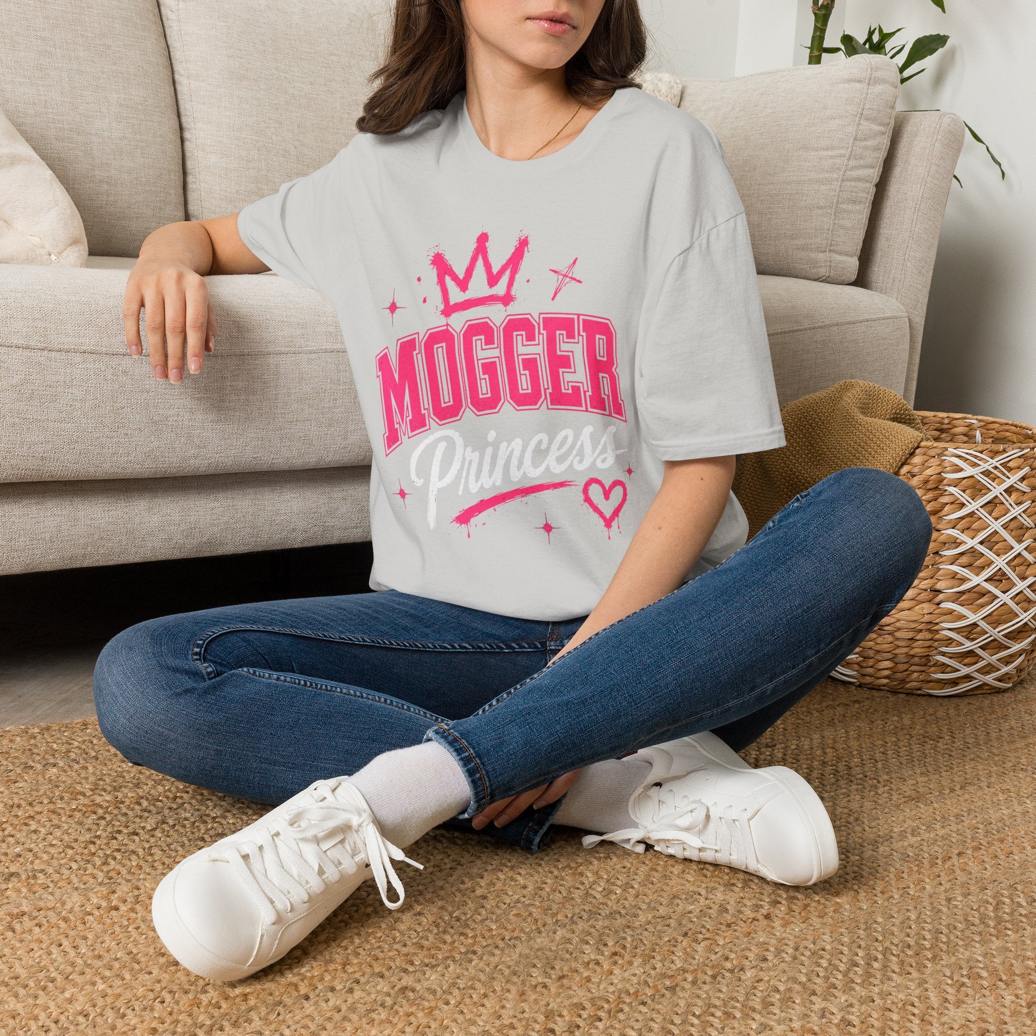 Mogger Princess T‑Shirt — Pink Crown Graphic Tee