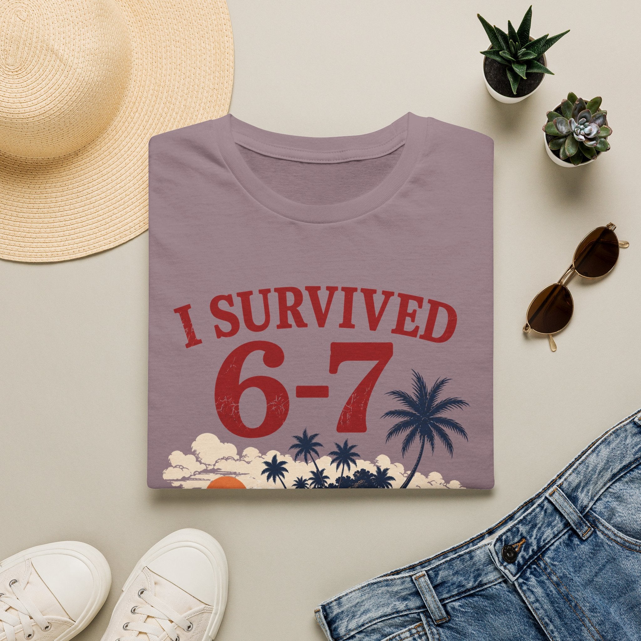 I Survived 6-7 T-Shirt — Retro Island Vacation Survivor Tee