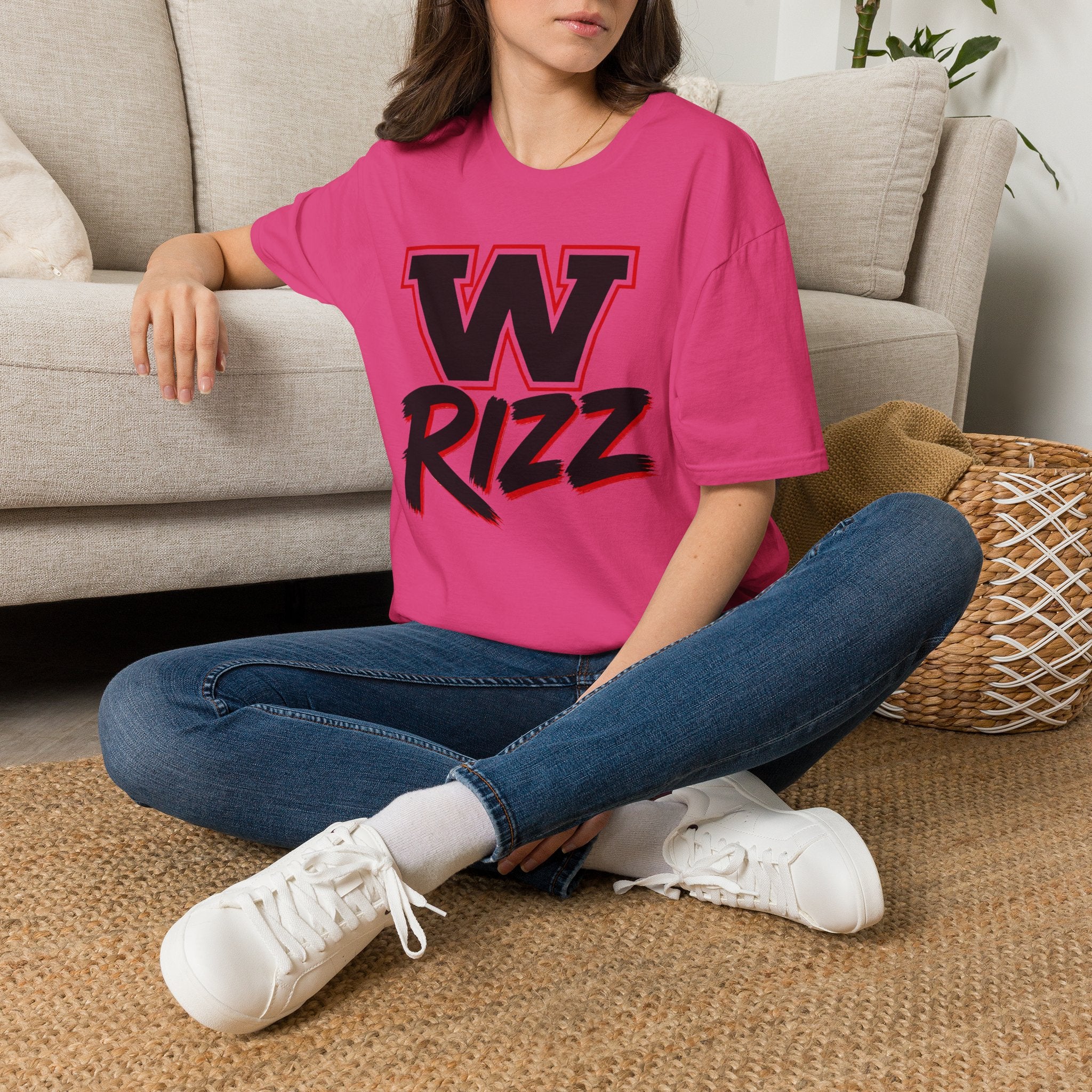 W Rizz Graphic Tee — Bold Varsity Lettering Shirt
