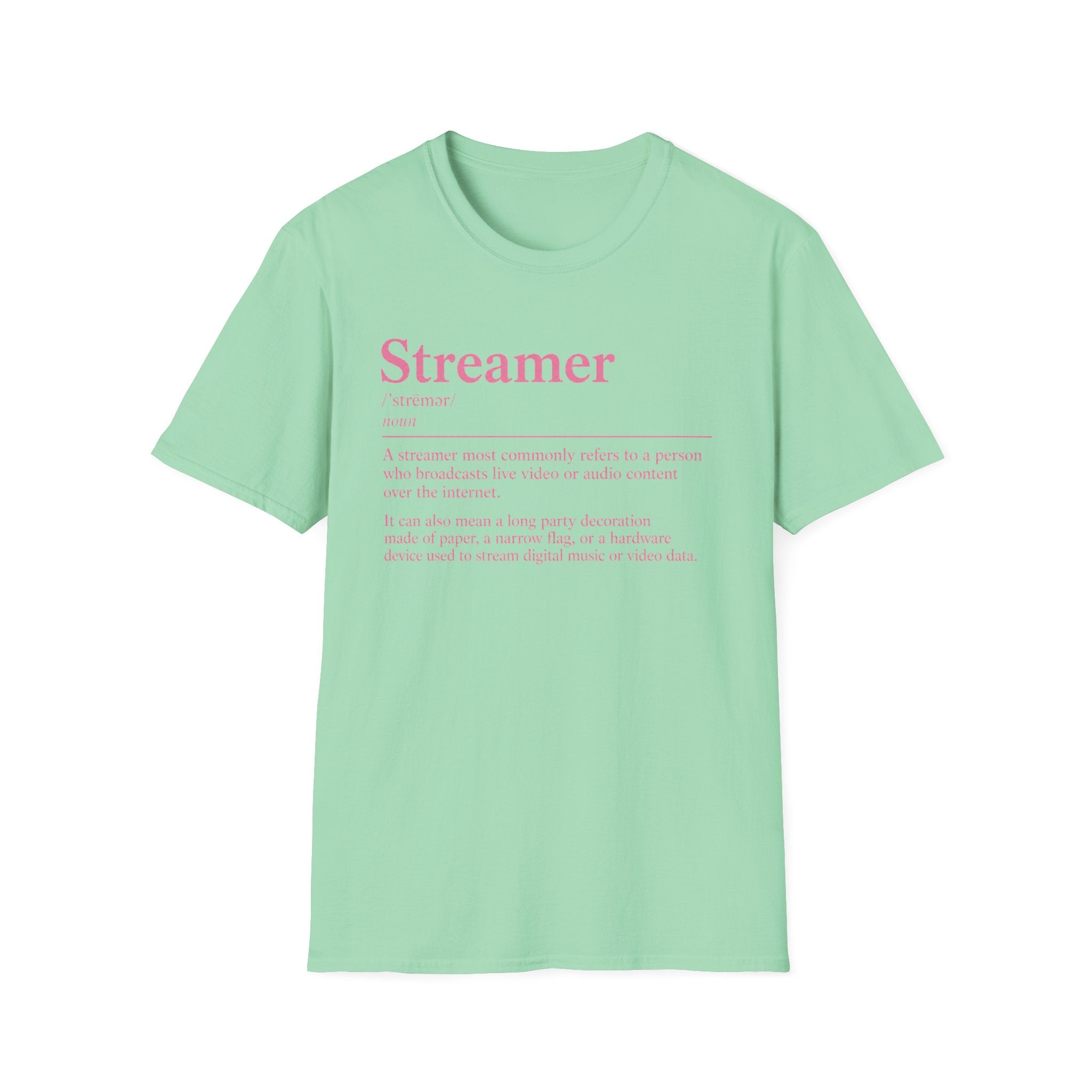 Streamer Definition T-Shirt — Feminine Pink 'Streamer' Dictionary Tee for Content Creators