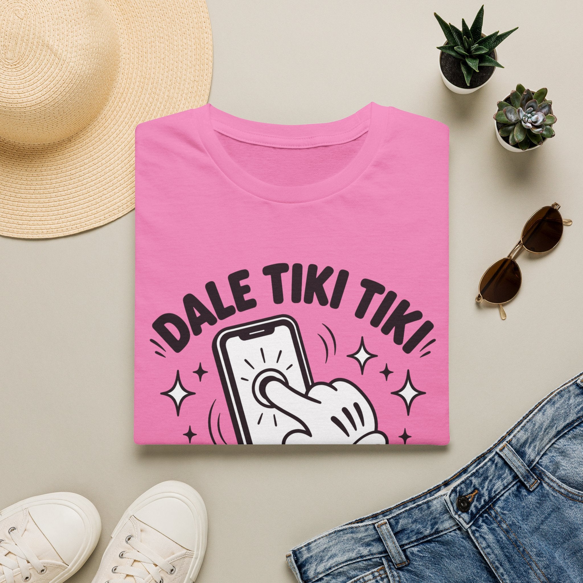 T-Shirt — 'Dale Tiki Tiki! A La Pantalla' Funny Spanish Phone-Press Graphic Tee