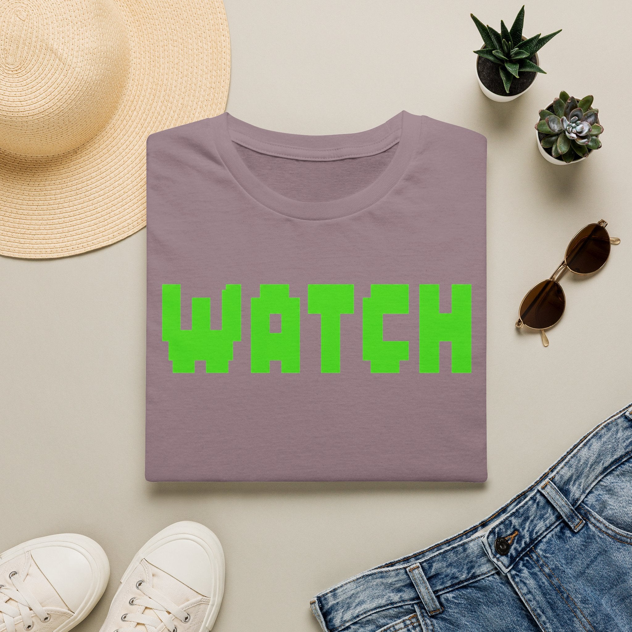 WATCH Graphic T-Shirt — Retro Pixel Green Statement Tee