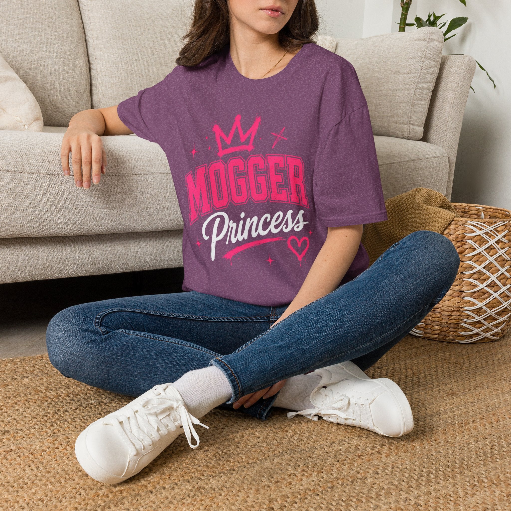 Mogger Princess T‑Shirt — Pink Crown Graphic Tee