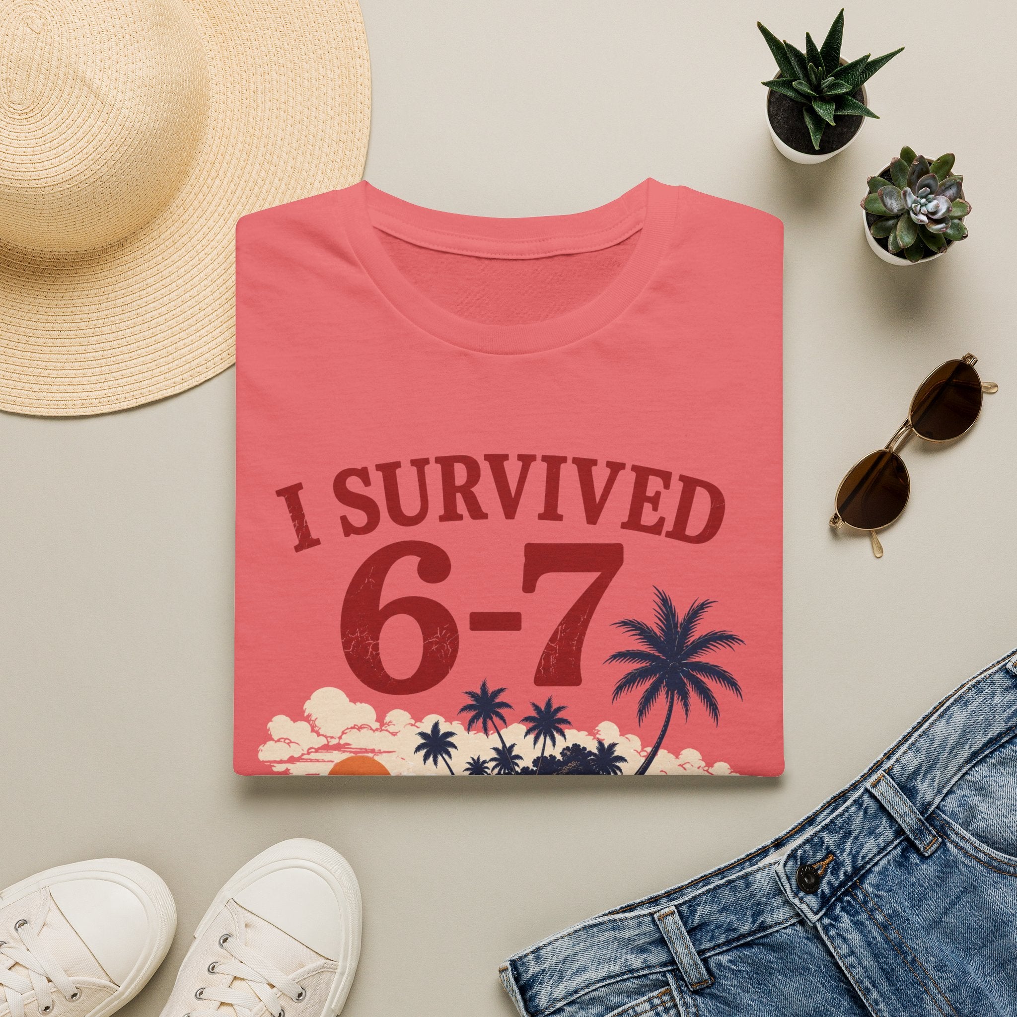 I Survived 6-7 T-Shirt — Retro Island Vacation Survivor Tee