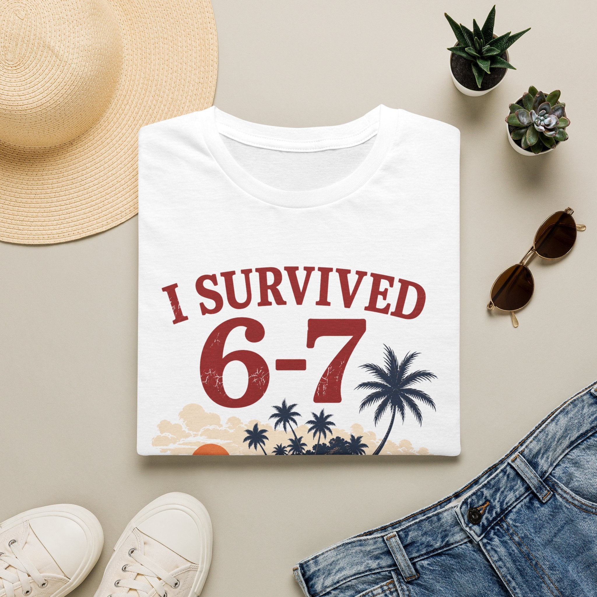 I Survived 6-7 T-Shirt — Retro Island Vacation Survivor Tee