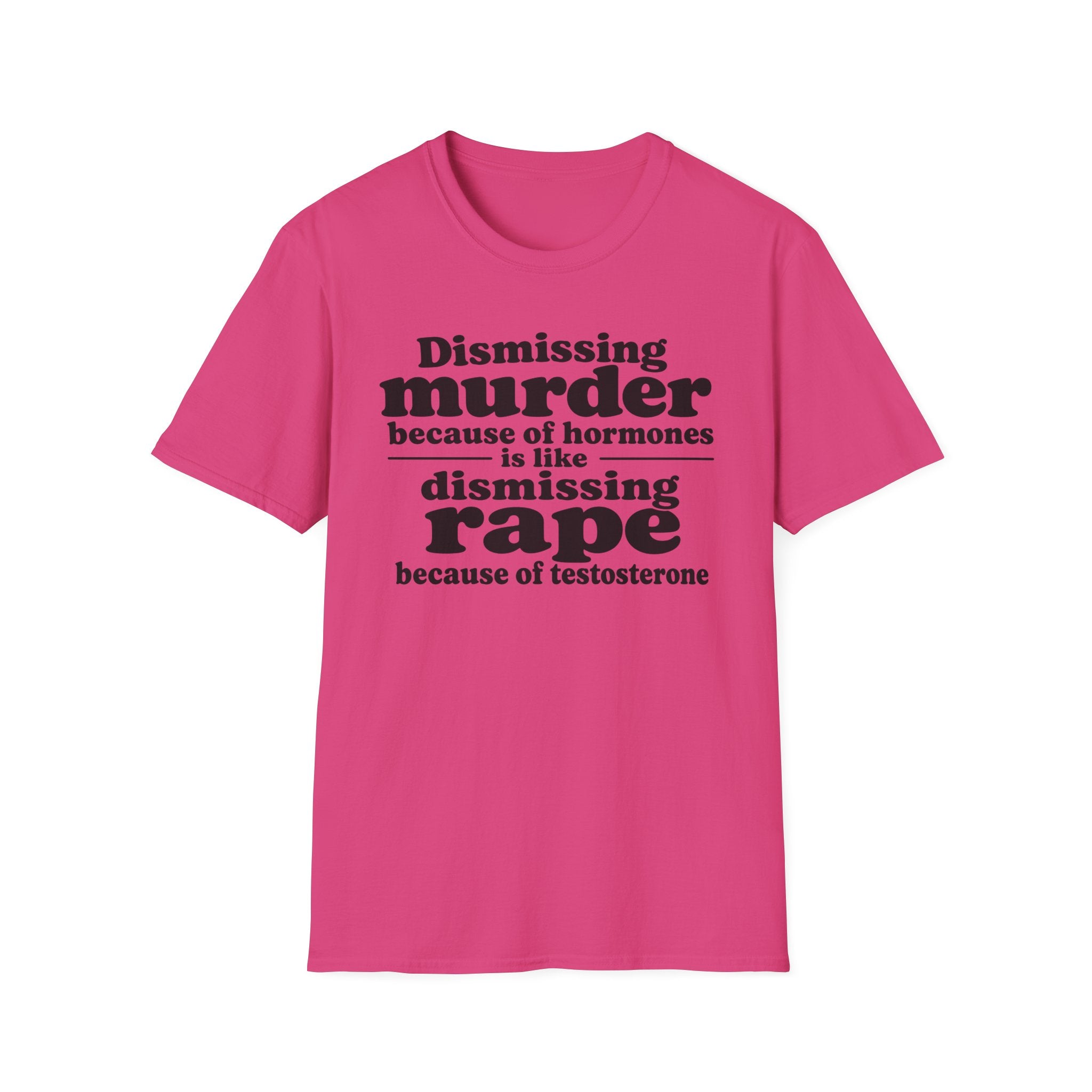 Statement Tee — "Dismissing m because of hormones is like dismissing r because of testosterone"