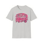 Certified Huzz T-Shirt — Pink Retro Badge Graphic Tee
