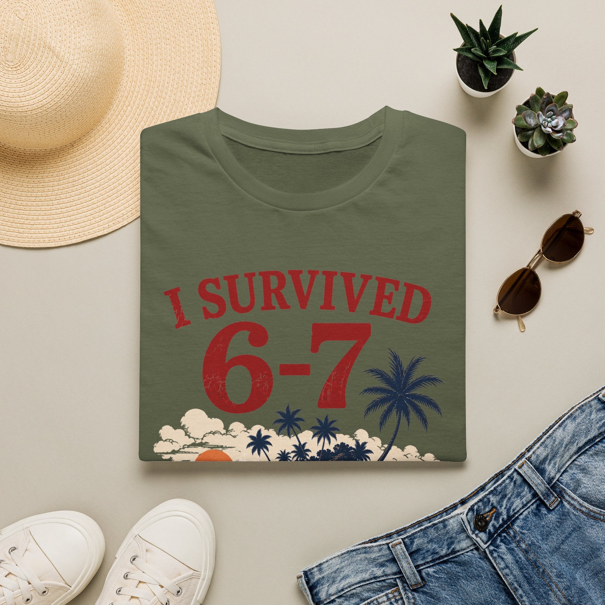 I Survived 6-7 T-Shirt — Retro Island Vacation Survivor Tee