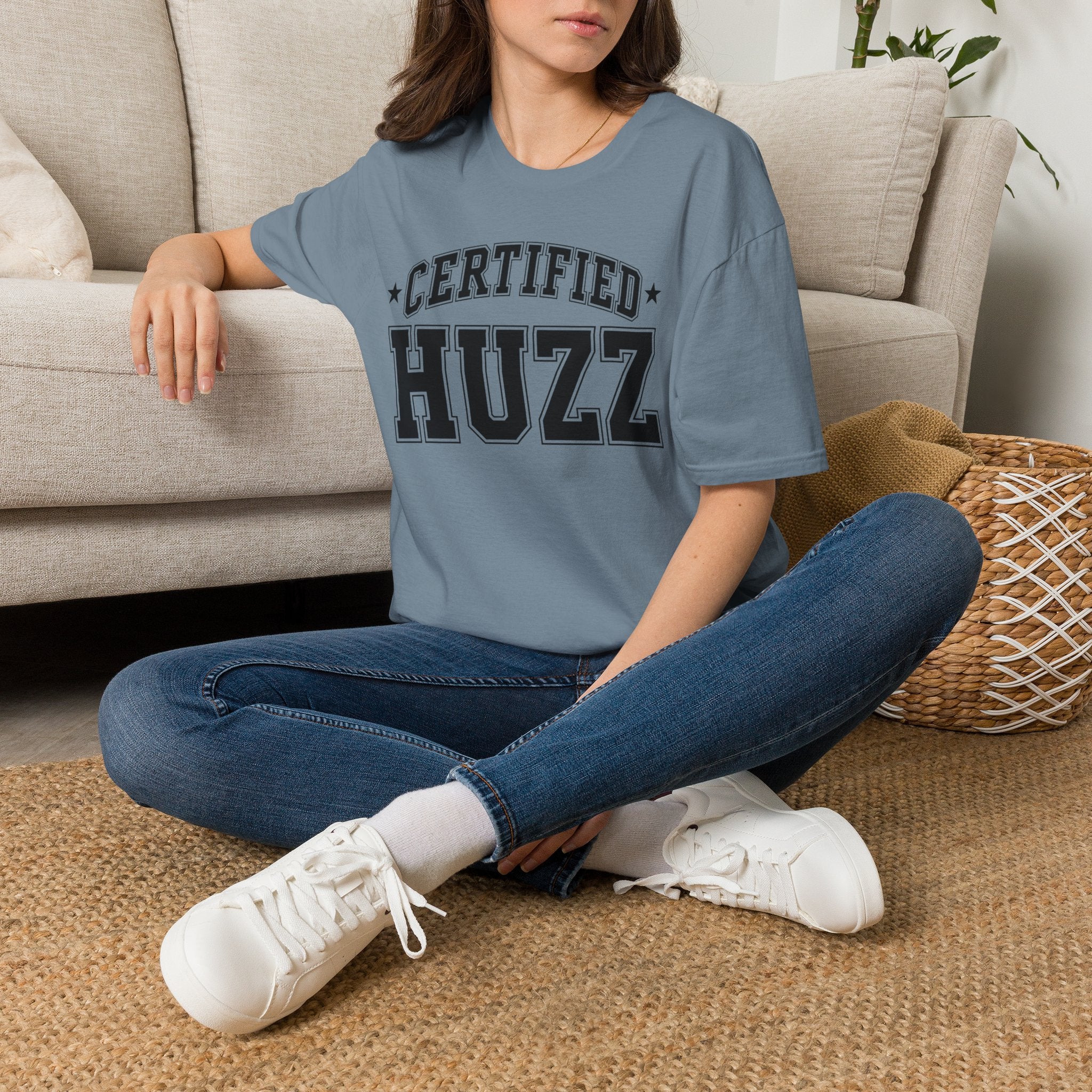 Certified Huzz T‑Shirt — Collegiate Vintage Lettering Tee