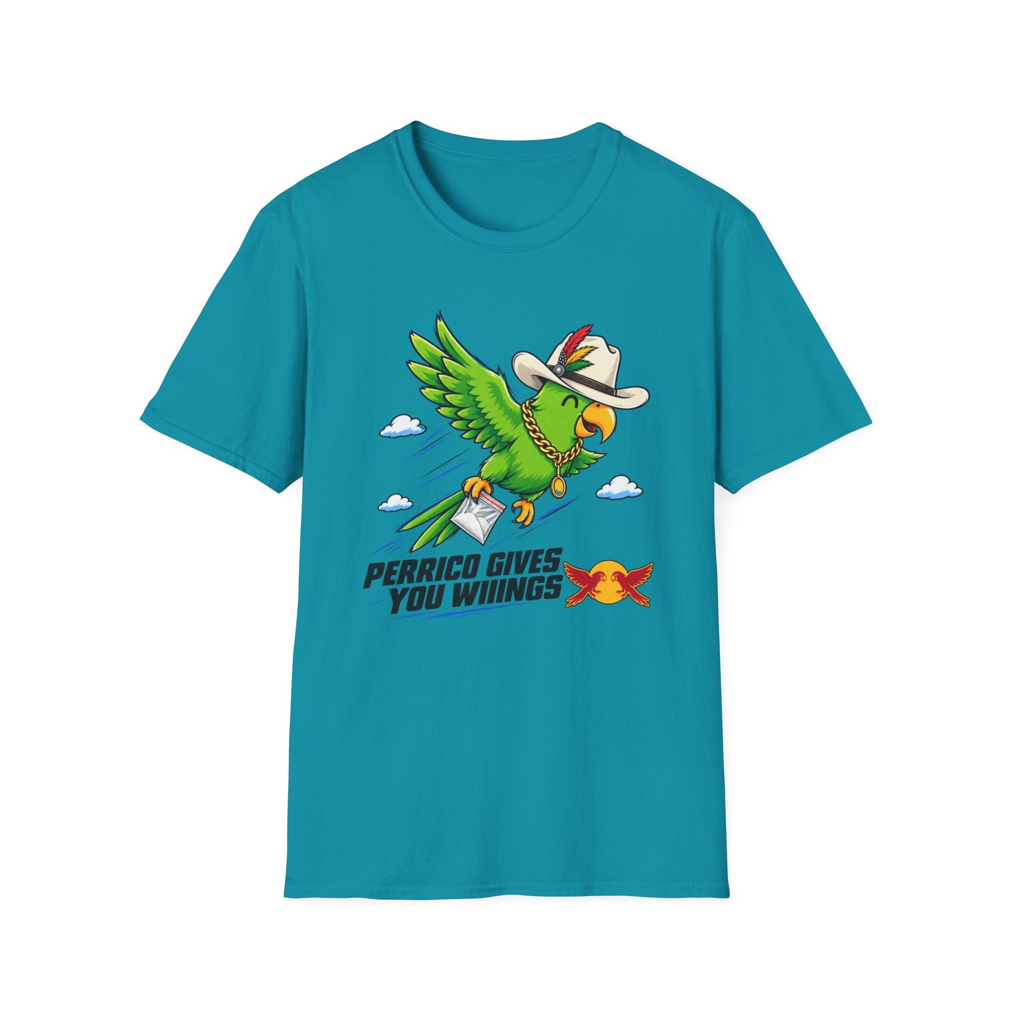 Parrot T-Shirt — 'Perrico Gives You Wiings' Funny Tropical Bird Tee
