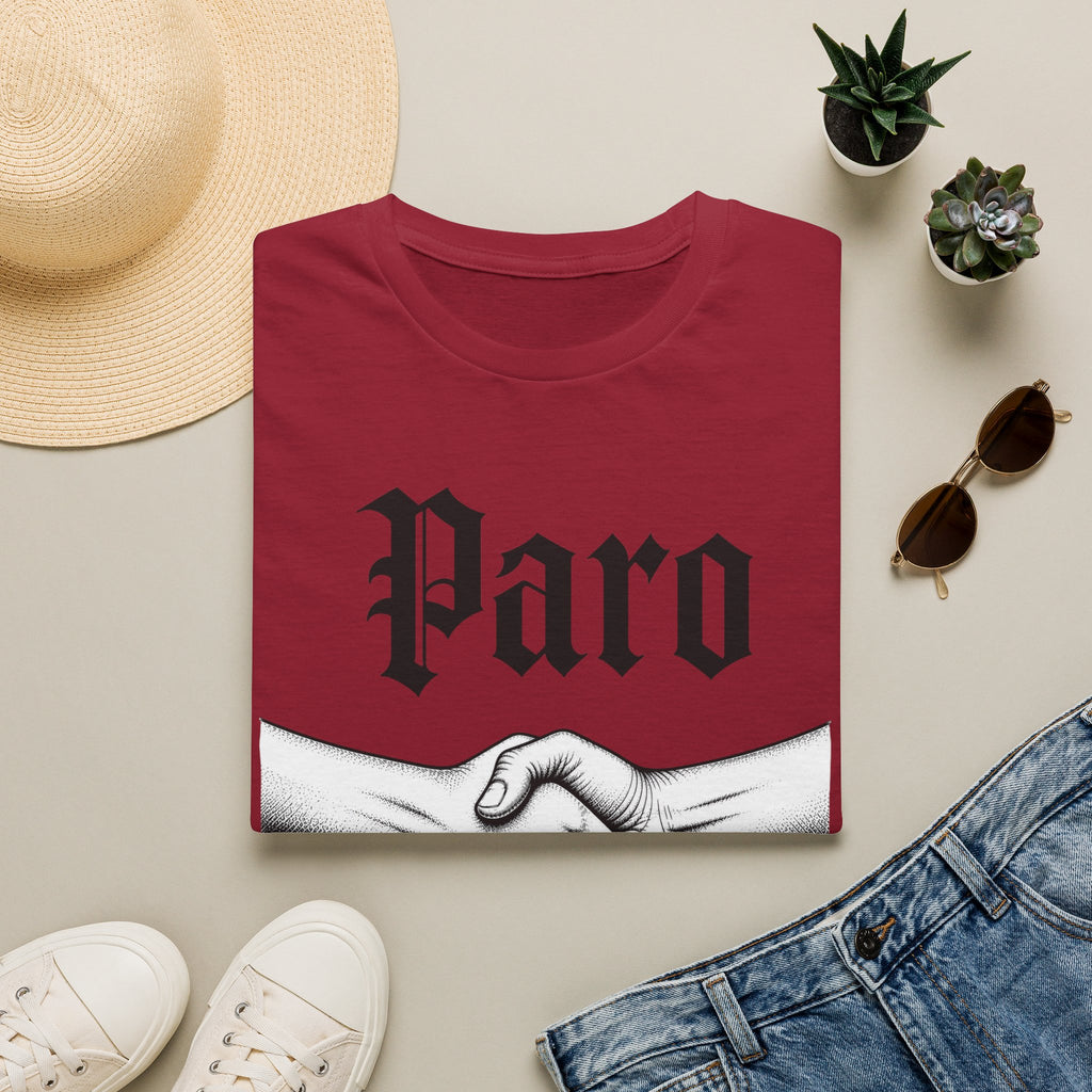 Paro Handshake T-Shirt — Vintage Gothic Script Graphic Tee