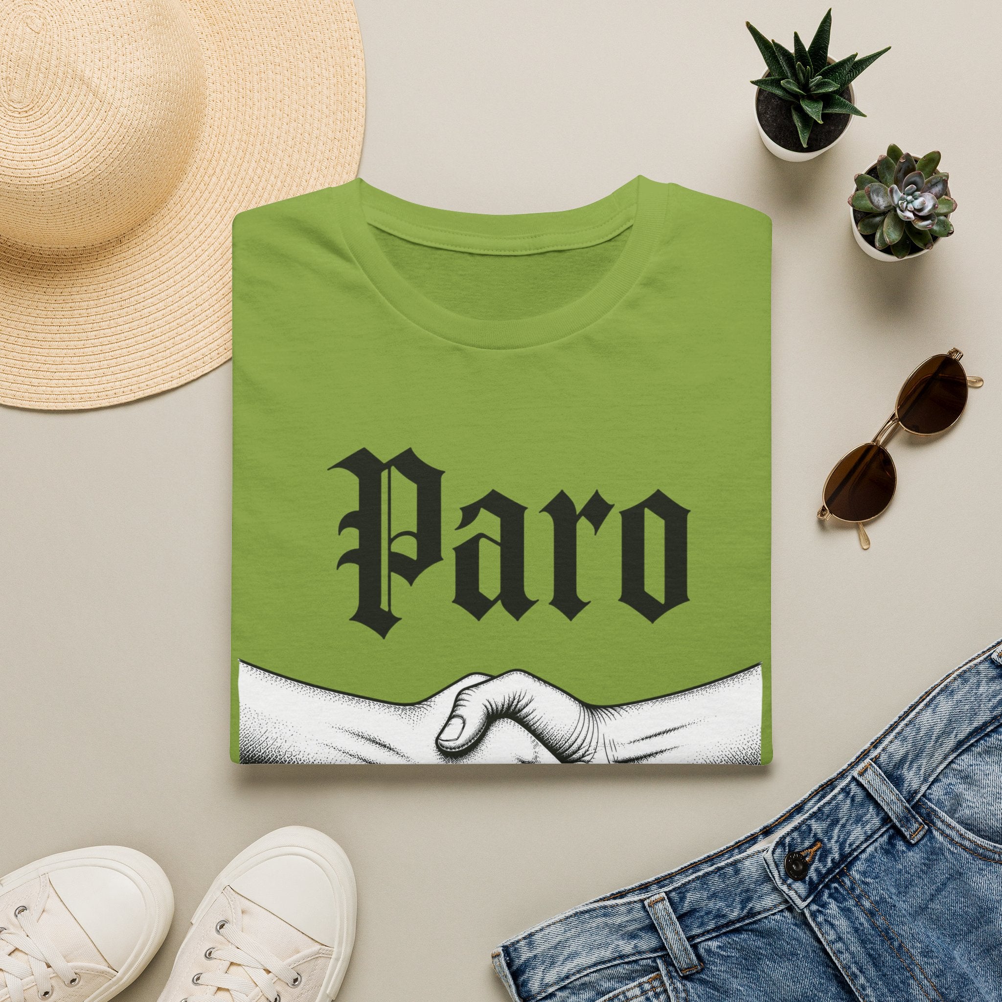 Paro Handshake T-Shirt — Vintage Gothic Script Graphic Tee