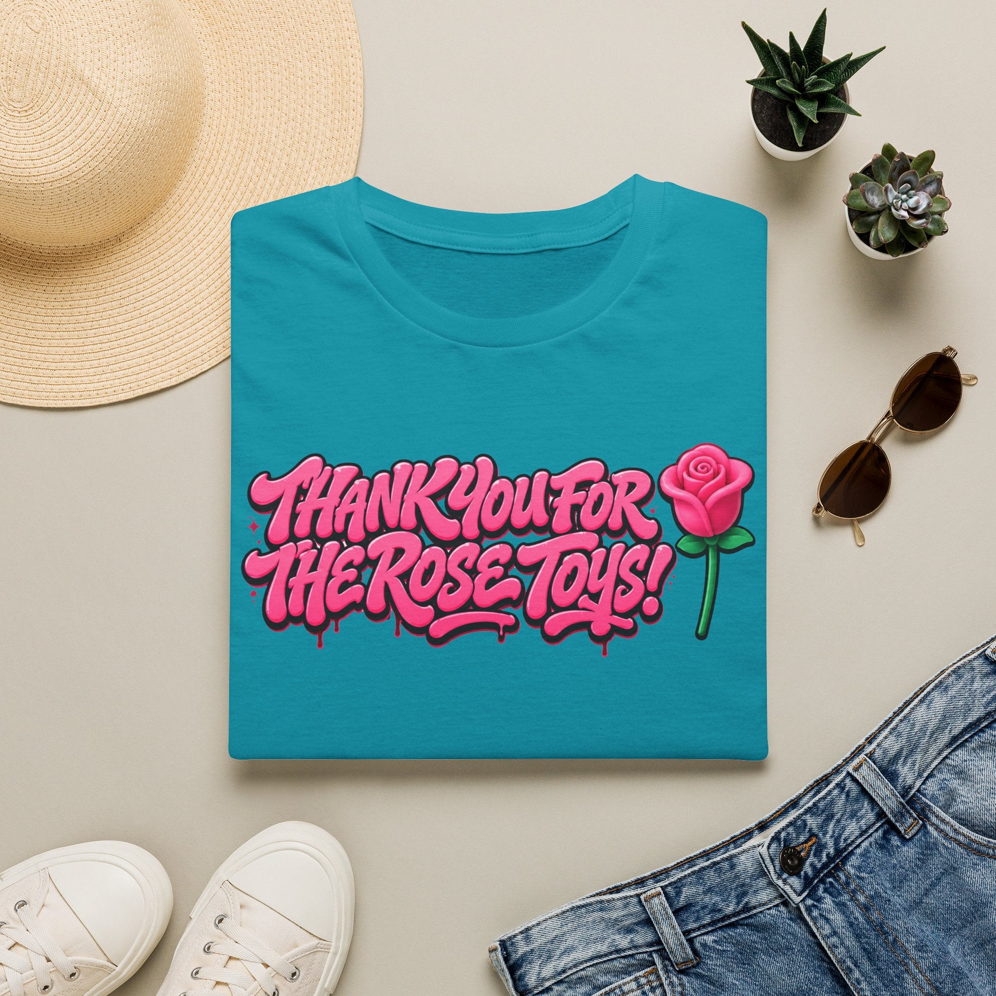 T-Shirt — "Thank You for the Rose Toys!" Pink Graffiti Floral Tee