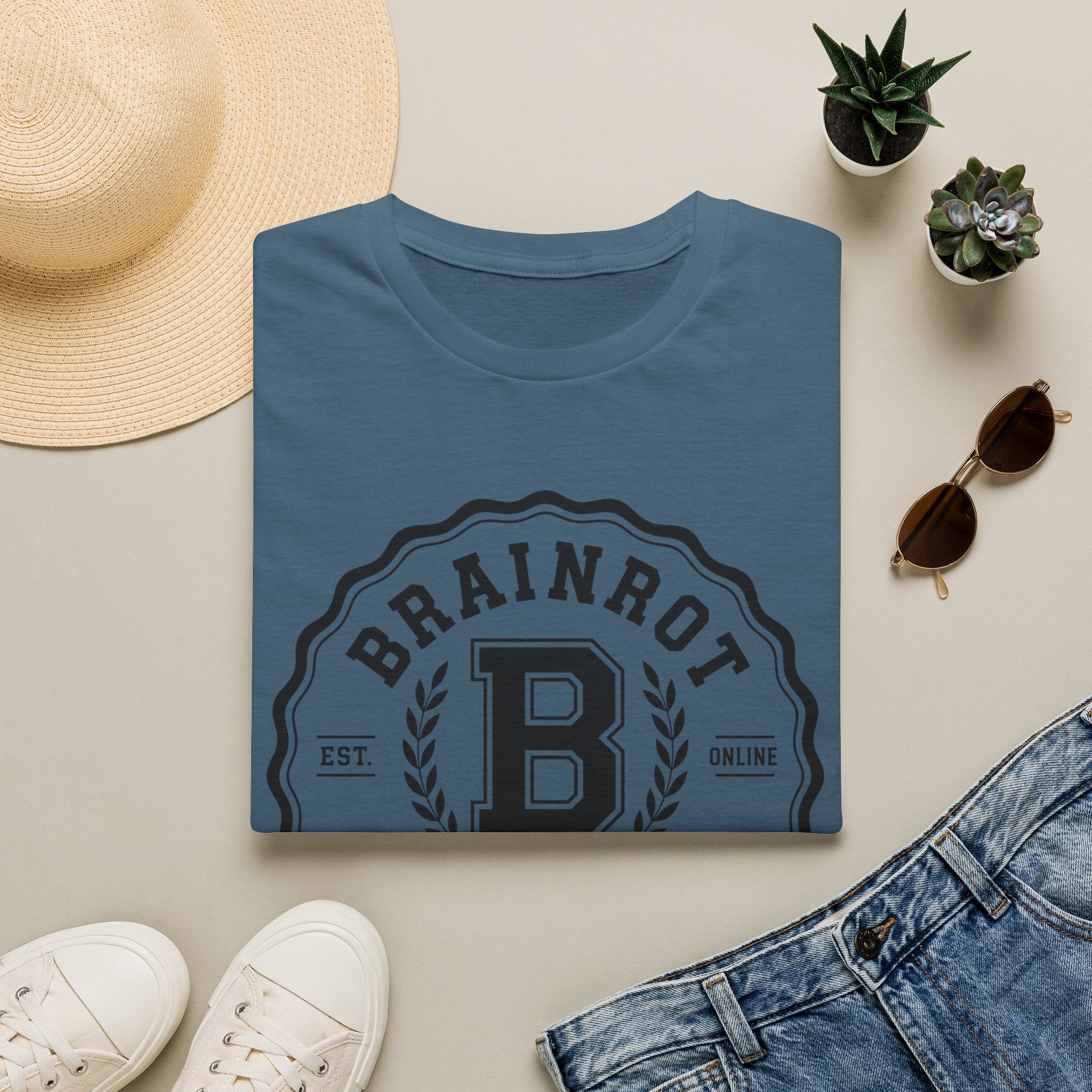Brainrot University Logo T-Shirt — Vintage Collegiate Graphic Tee