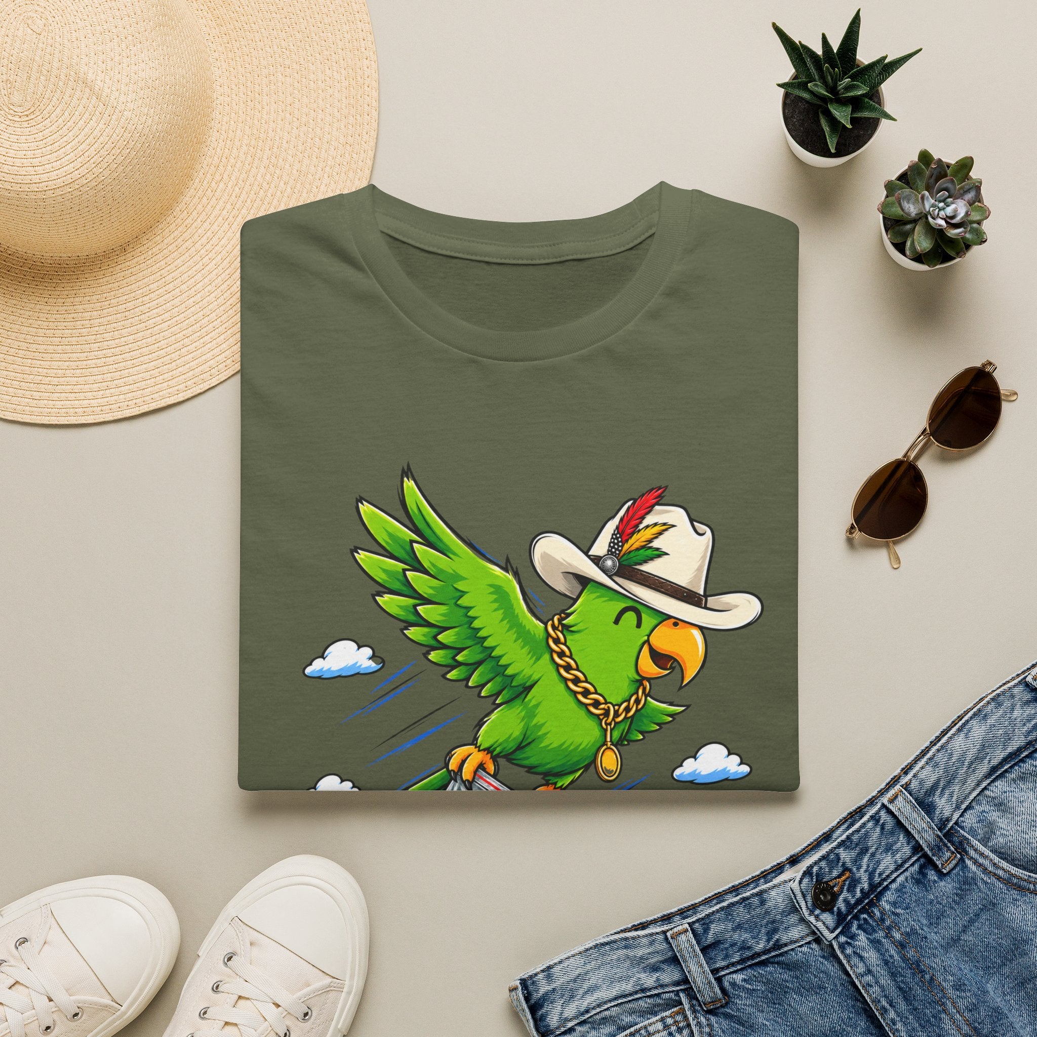 Parrot T-Shirt — 'Perrico Gives You Wiings' Funny Tropical Bird Tee