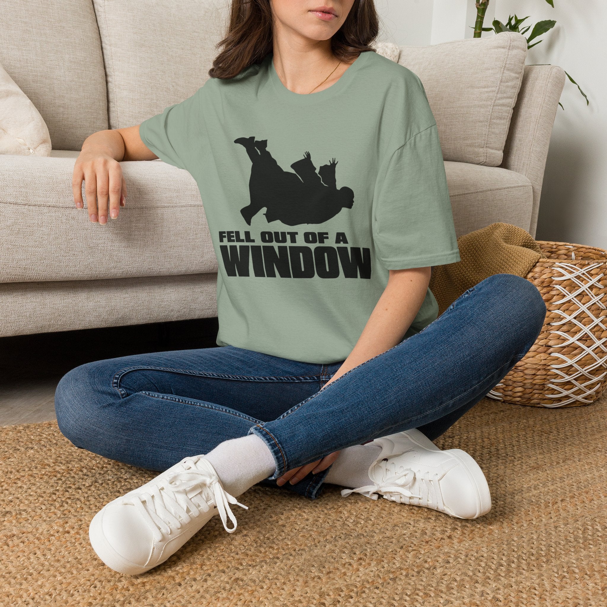 Fell Out of a Window T-Shirt — Funny Falling Silhouette Tee