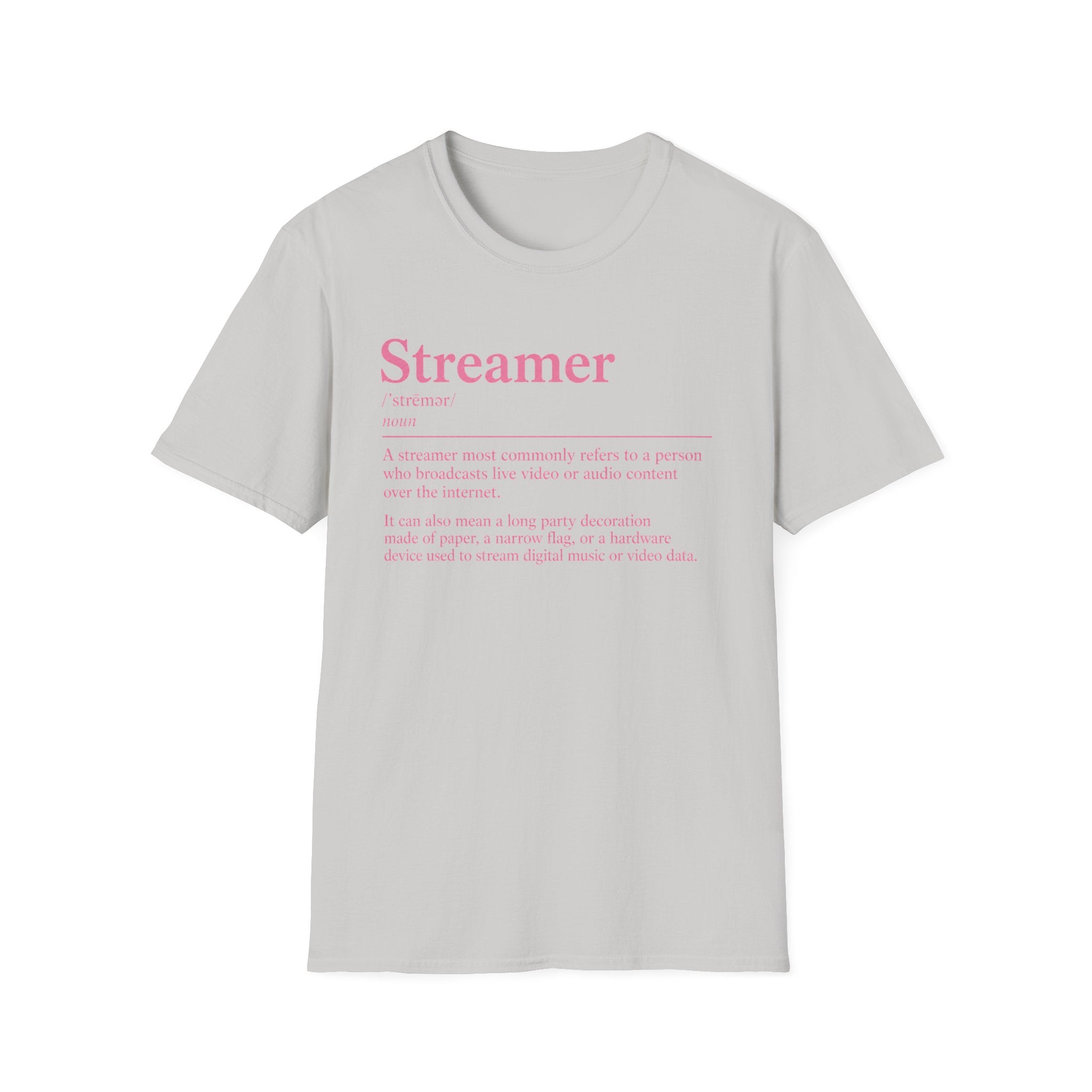 Streamer Definition T-Shirt — Feminine Pink 'Streamer' Dictionary Tee for Content Creators