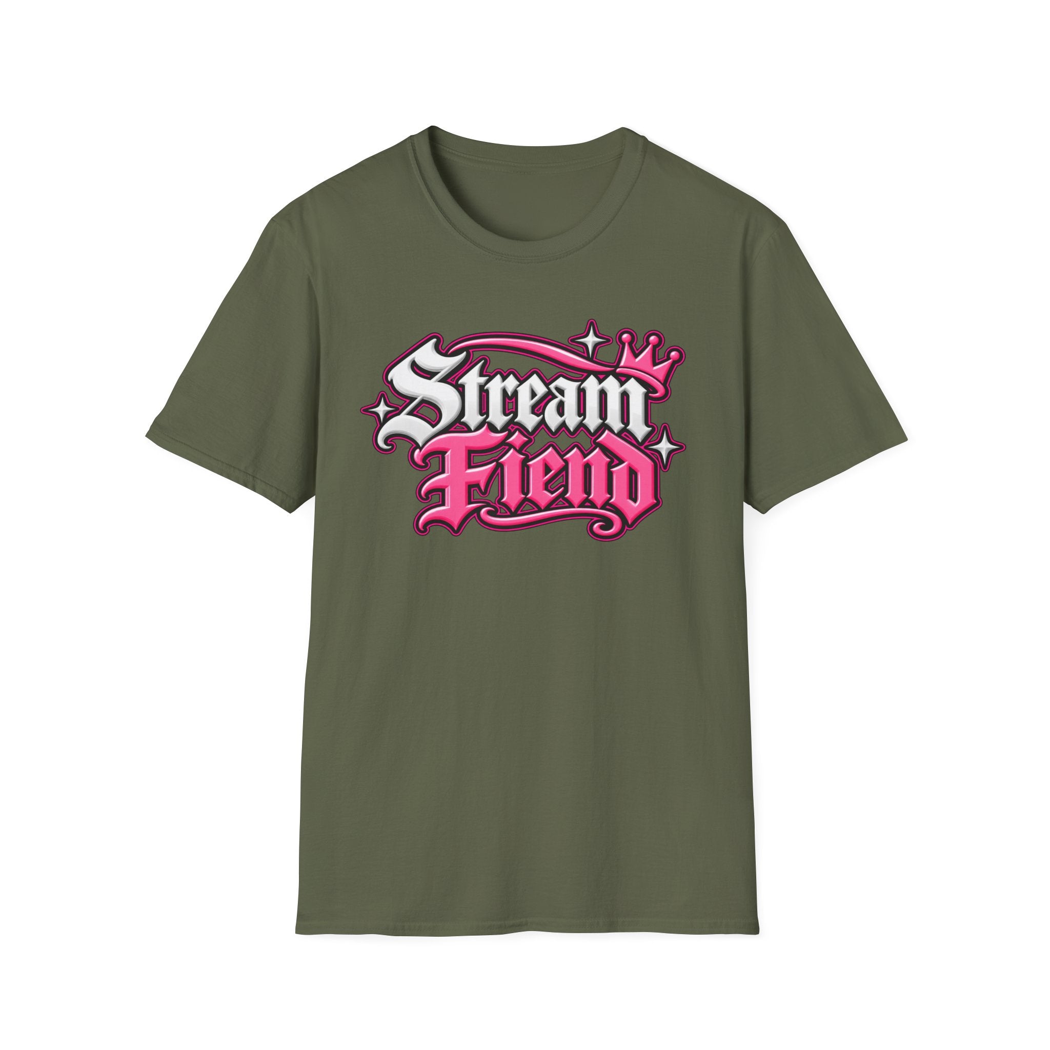 Stream Fiend Graphic Tee — Pink Retro Gamer Streaming Shirt