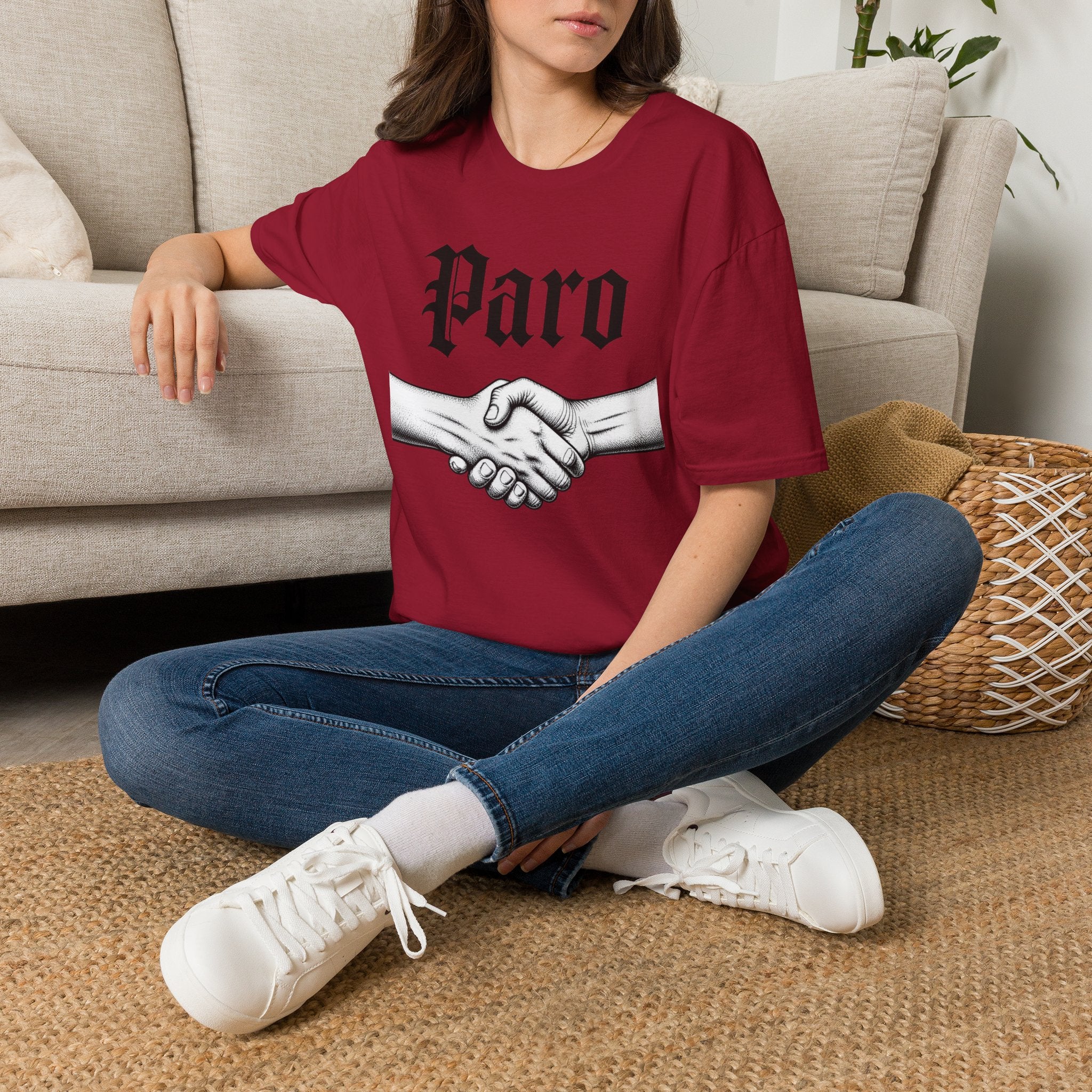 Paro Handshake T-Shirt — Vintage Gothic Script Graphic Tee