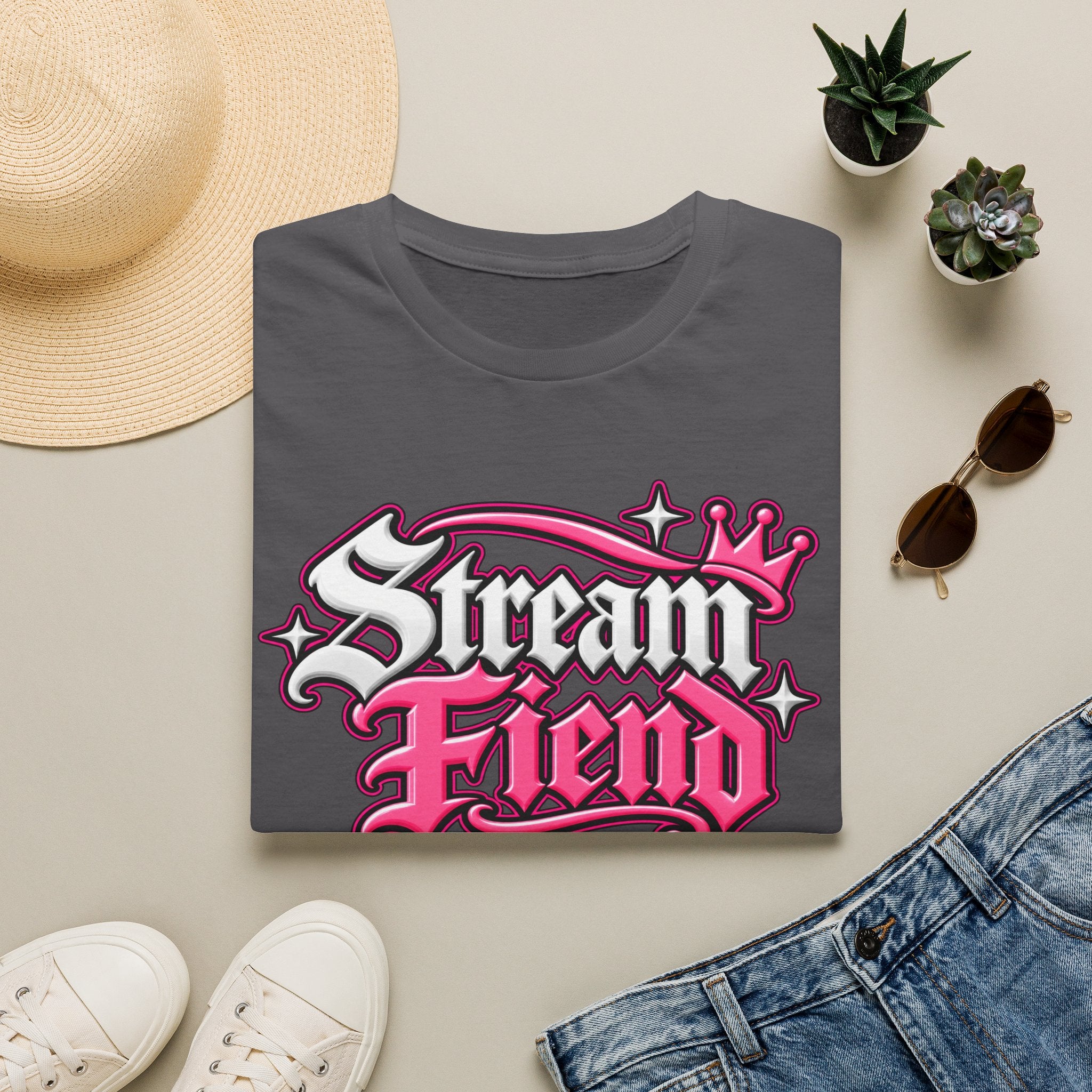 Stream Fiend Graphic Tee — Pink Retro Gamer Streaming Shirt