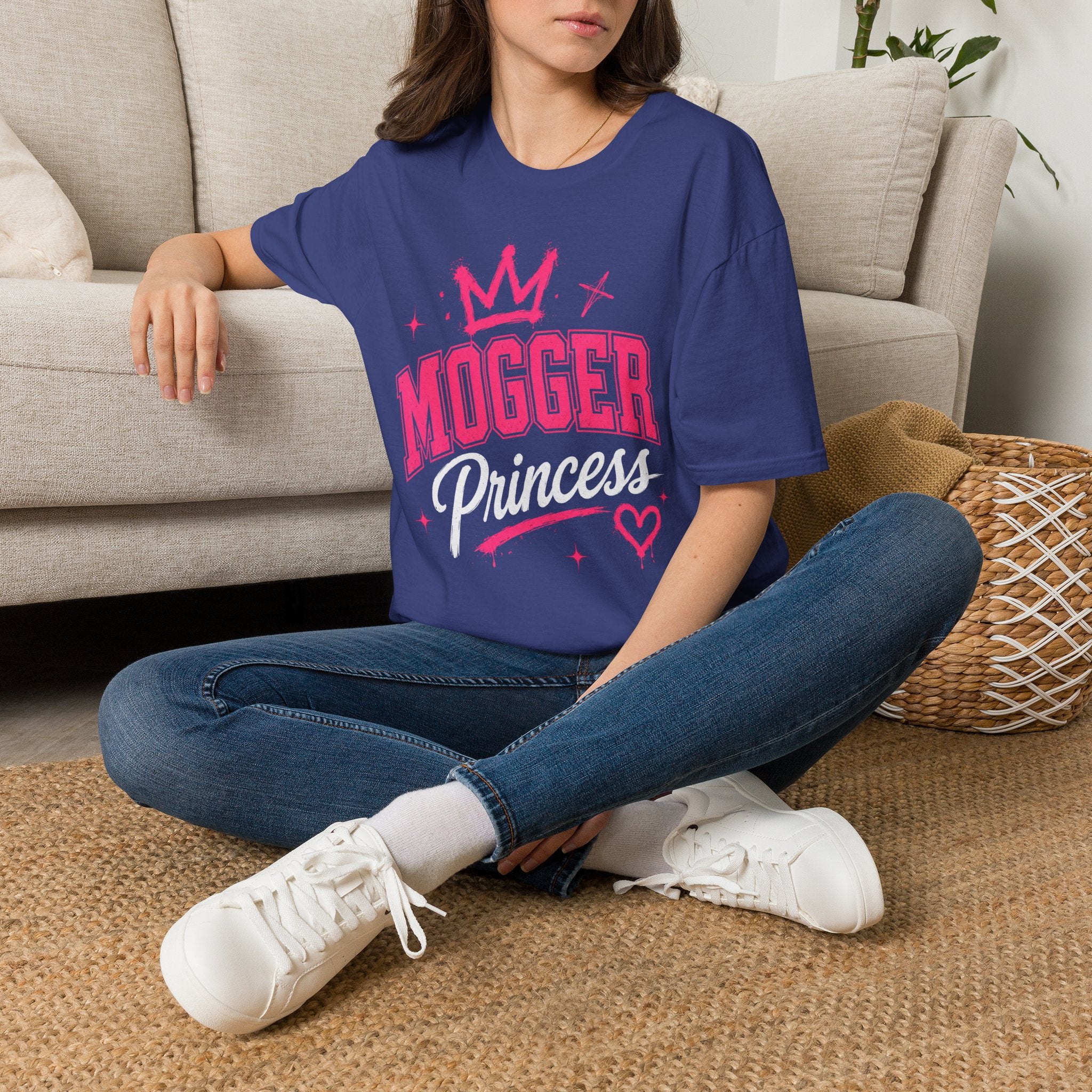 Mogger Princess T‑Shirt — Pink Crown Graphic Tee