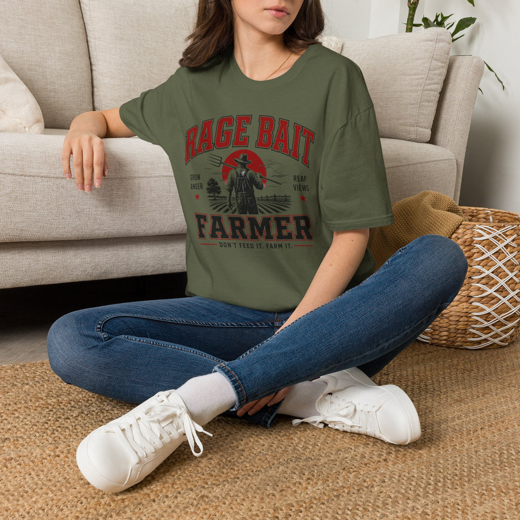 Rage Bait Farmer Graphic T‑Shirt — Grow Anger, Reap Views Vintage Western Tee