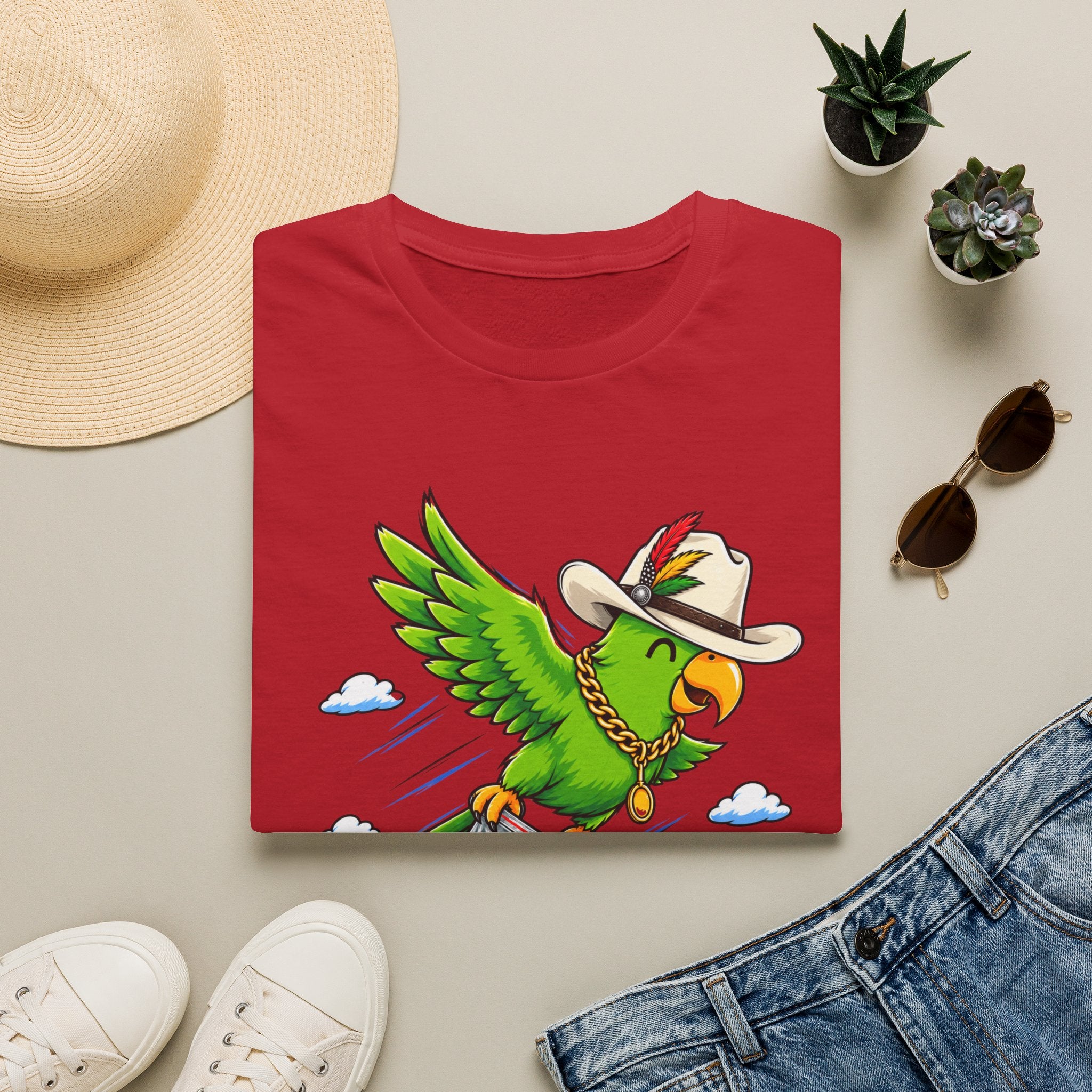 Parrot T-Shirt — 'Perrico Gives You Wiings' Funny Tropical Bird Tee