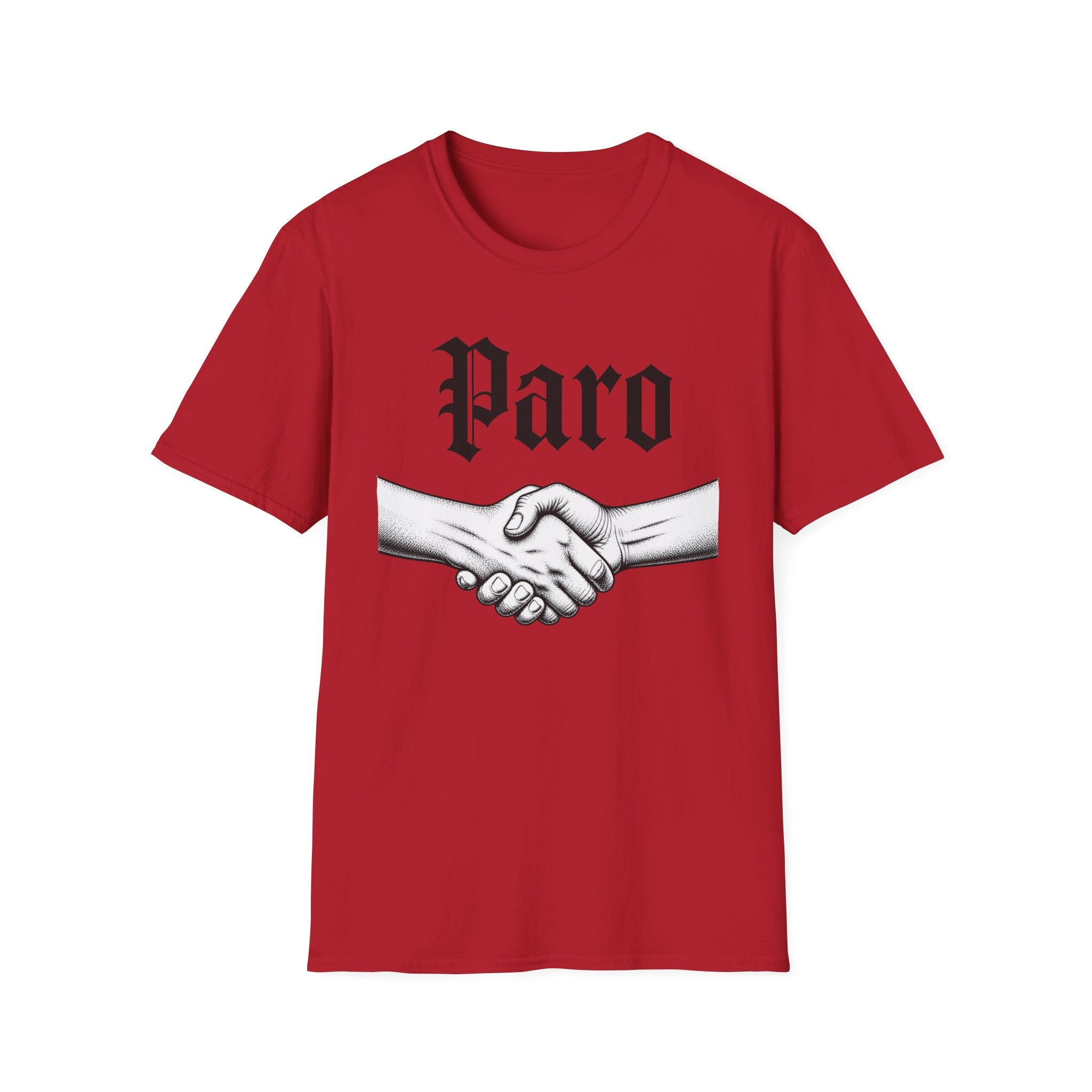 Paro Handshake T-Shirt — Vintage Gothic Script Graphic Tee
