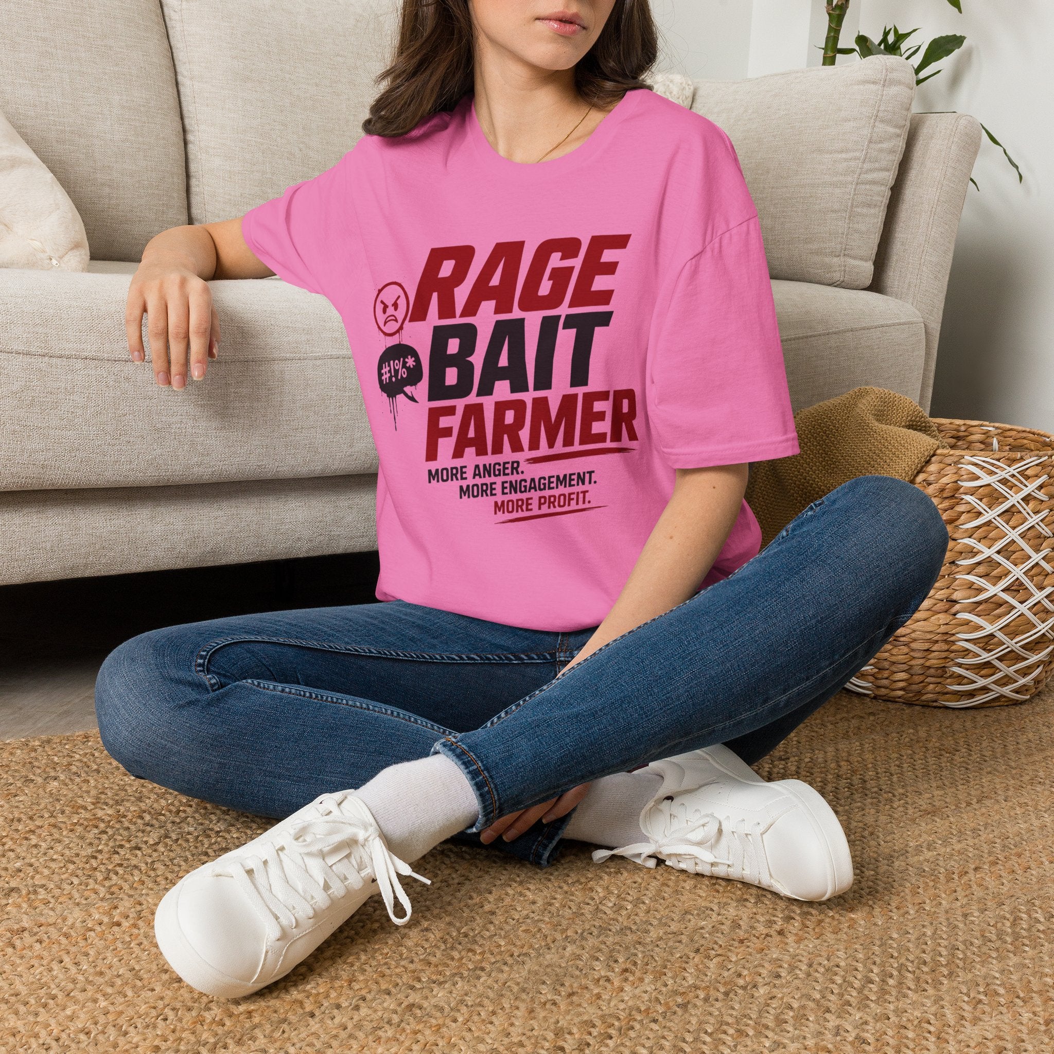 Rage Bait Farmer T-Shirt — Funny Meme Political Humor Tee