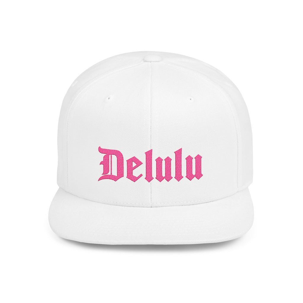 Delulu Pink Embroidered Snapback Hat