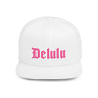 Delulu Pink Embroidered Snapback Hat