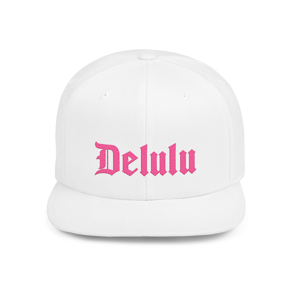 Delulu Pink Embroidered Snapback Hat