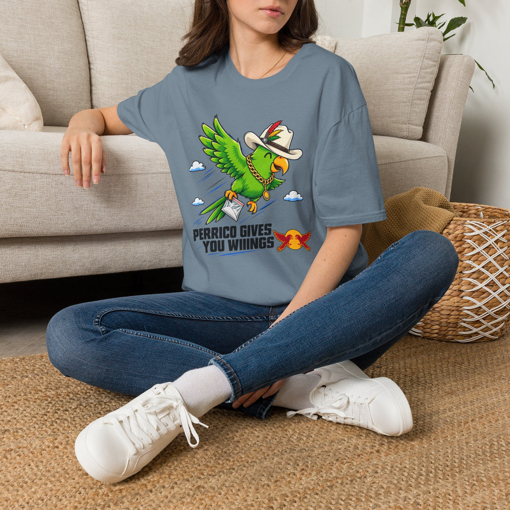 Parrot T-Shirt — 'Perrico Gives You Wiings' Funny Tropical Bird Tee
