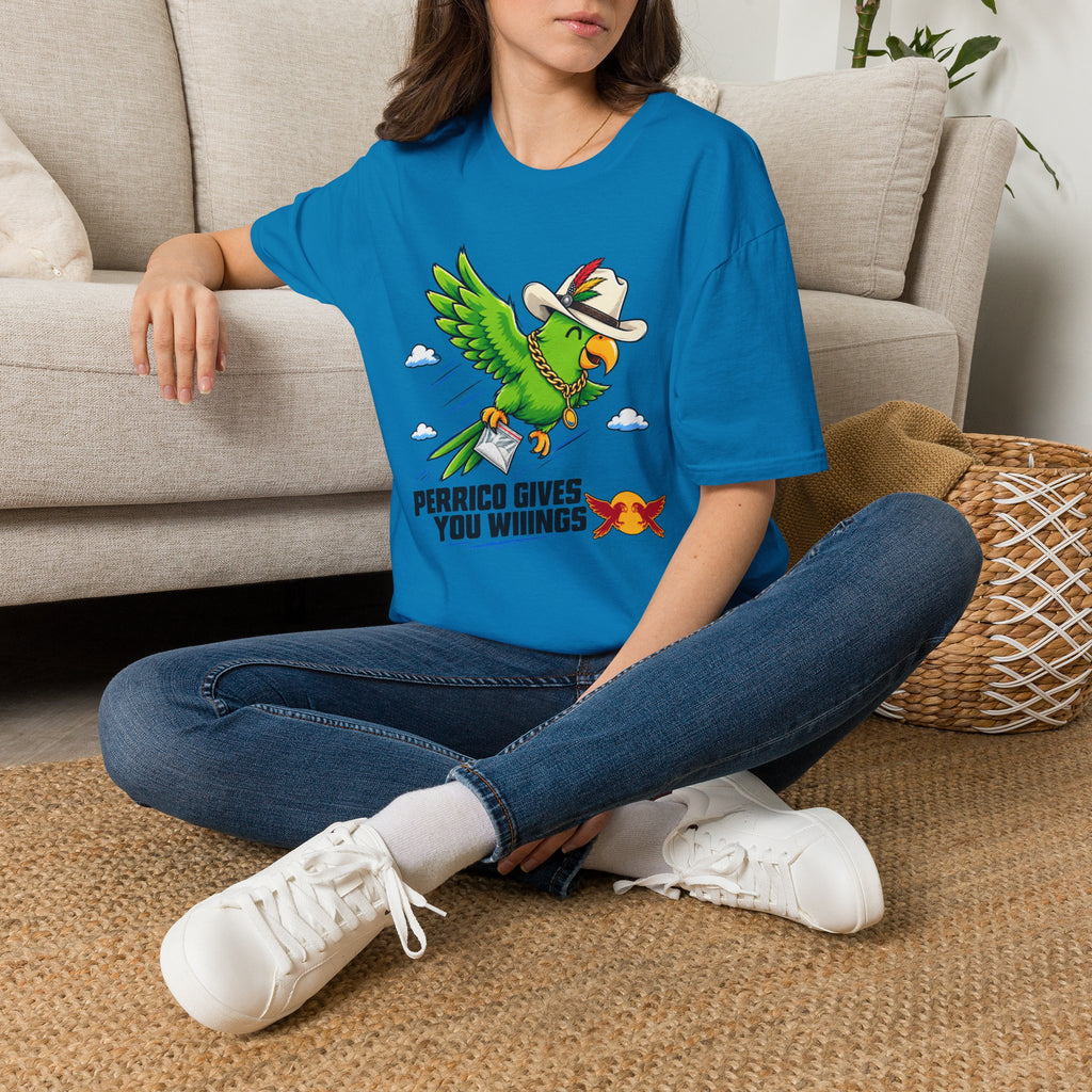 Parrot T-Shirt — 'Perrico Gives You Wiings' Funny Tropical Bird Tee