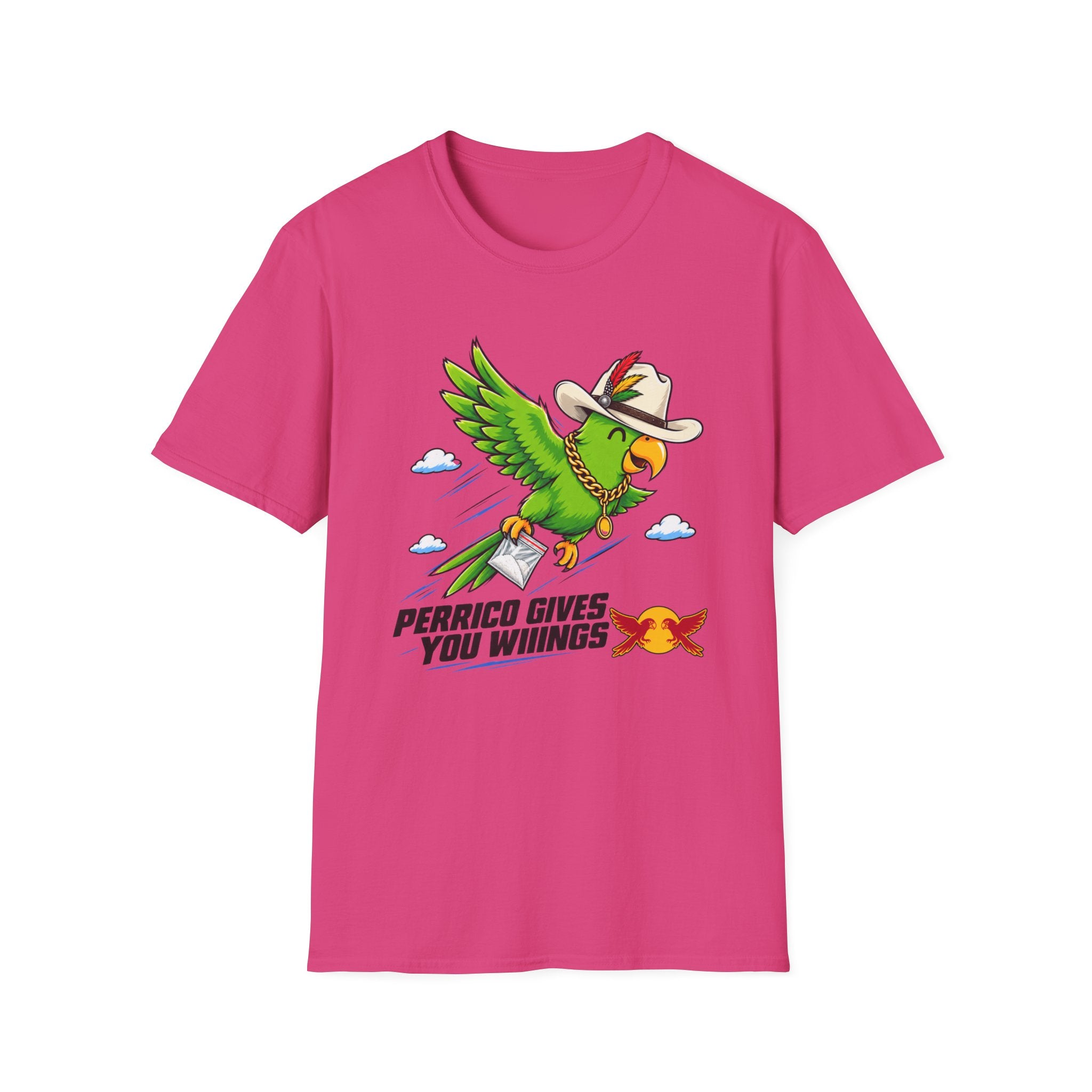 Parrot T-Shirt — 'Perrico Gives You Wiings' Funny Tropical Bird Tee