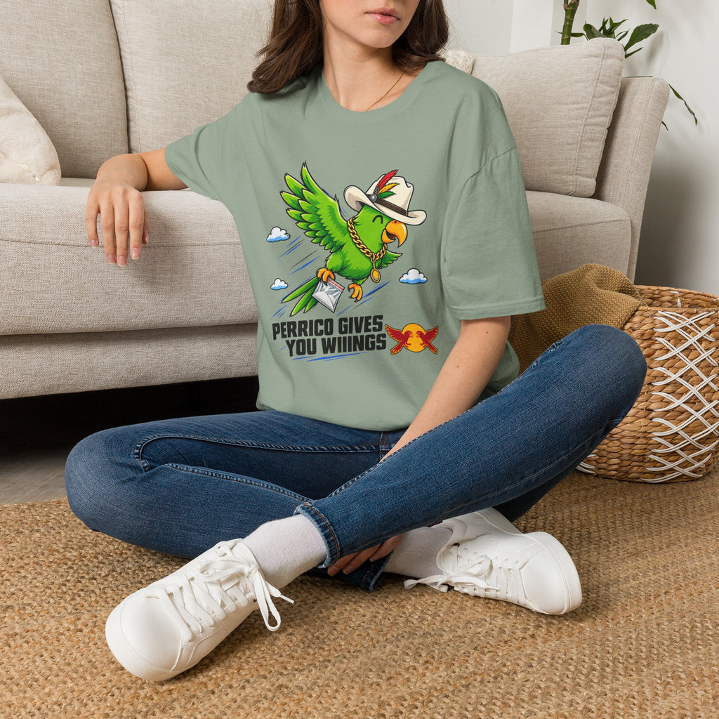 Parrot T-Shirt — 'Perrico Gives You Wiings' Funny Tropical Bird Tee
