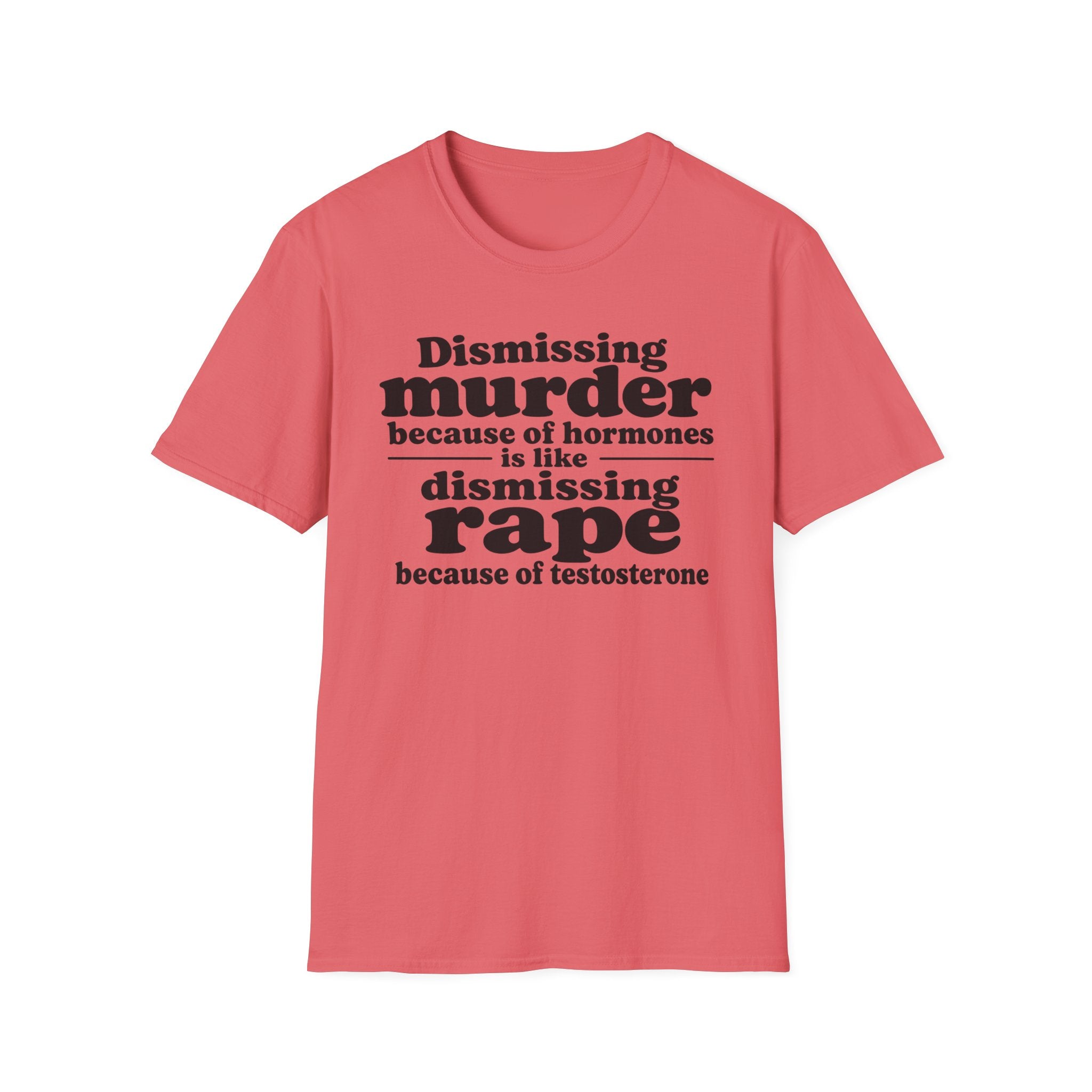 Statement Tee — "Dismissing m because of hormones is like dismissing r because of testosterone"