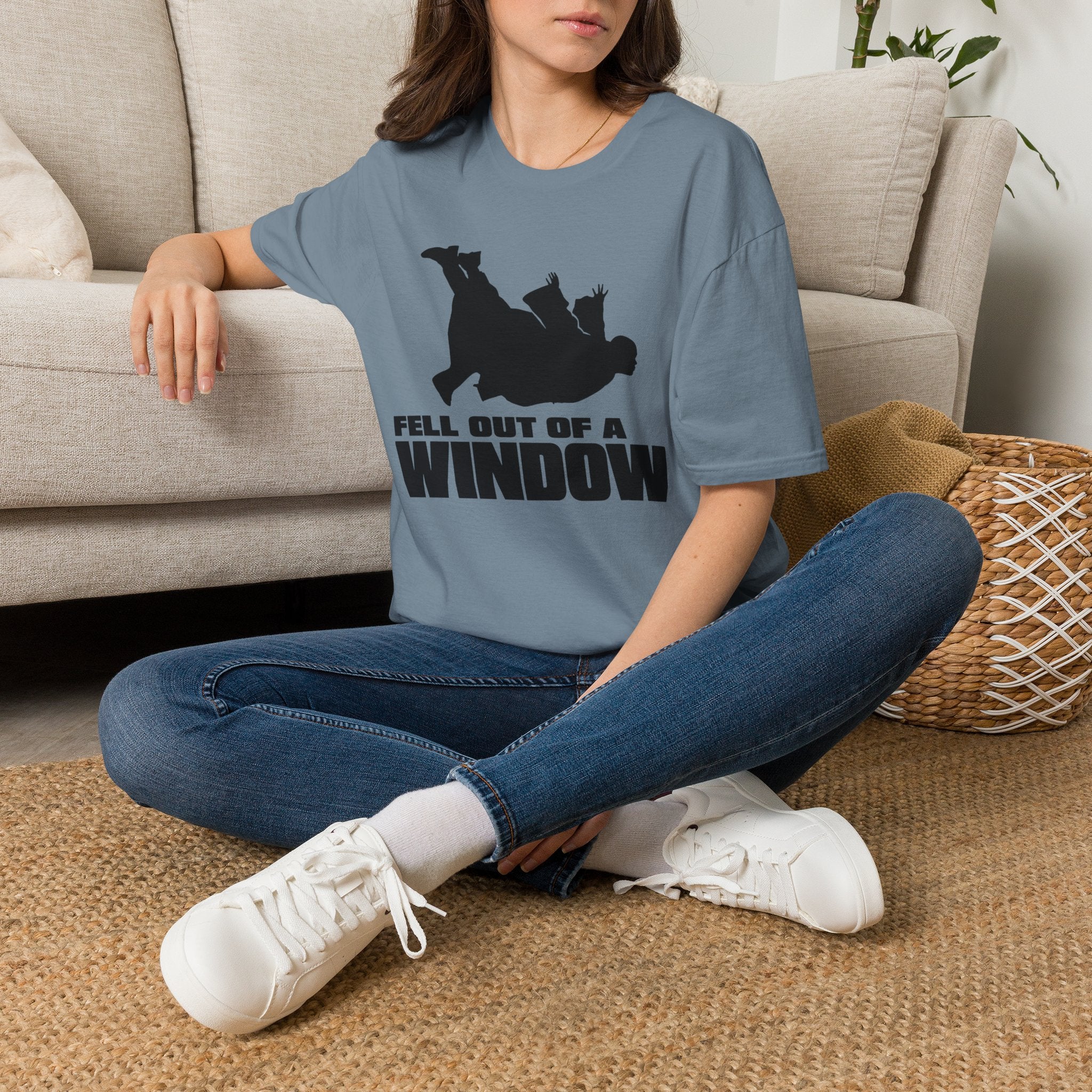 Fell Out of a Window T-Shirt — Funny Falling Silhouette Tee